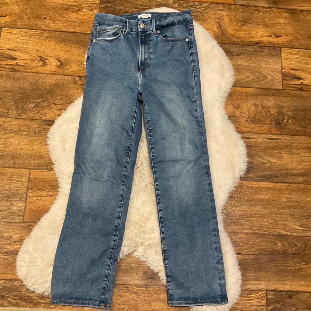 Good American Alway Fits Good Legs Straight Size 6-12 Medium Wash Womens Blue